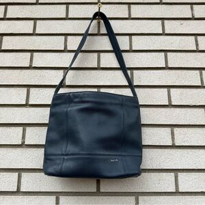 The Sak De Young Hobo Shoulder Bag Navy Blue Pebbled Leather Slouch Tote Purse